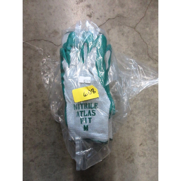 Bag of 9 New Pairs of Nitrile Atlas Fit Work Gloves