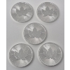 Image 1 : 5 x 1 Oz .9999 Silver Canada Maple Leaf Coins