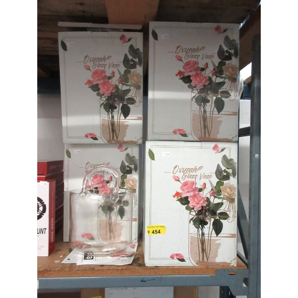 4 New Oxyeah Glass Vases - Purse Shaped