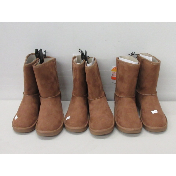 3 New Pairs of Women's Brown Fleece Lined Boots