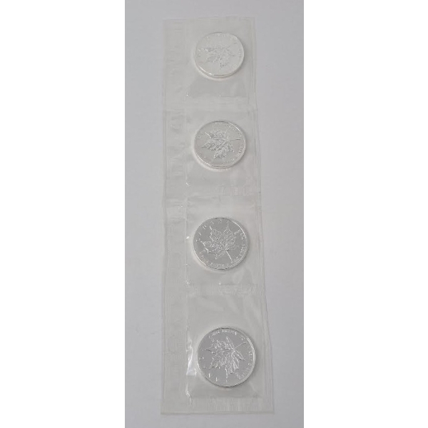 4 x 1 Oz .9999 Silver 2007 Canada Maple Leaf Coins