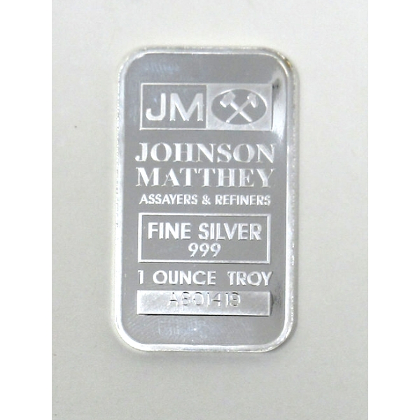 1 Oz .999 Silver Johnson Matthey Bar 