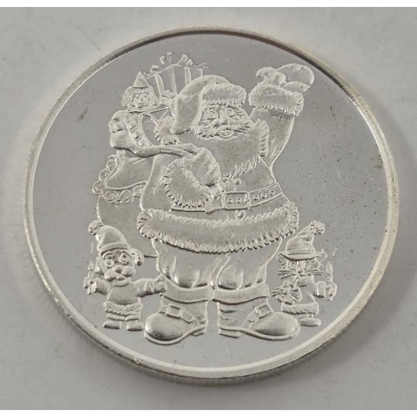 1 Oz .999 Silver Santa Christmas Round 
