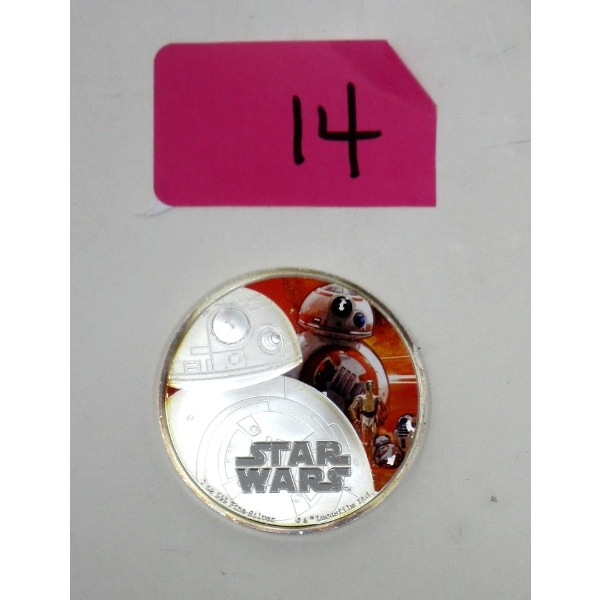 1 Oz .999 Silver 2016 Star Wars BB-8 Coin 