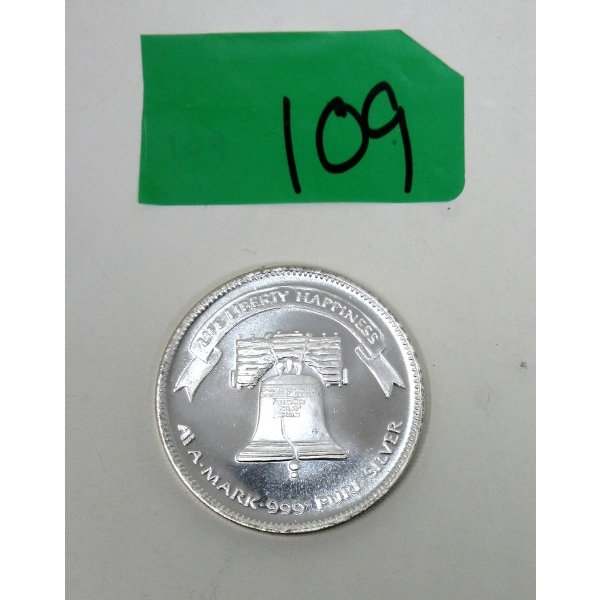 1 Oz .999 Silver Liberty Bell A-Mark Mint Round 