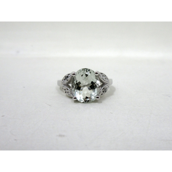Green Amethyst & Diamond Solitaire Ring 