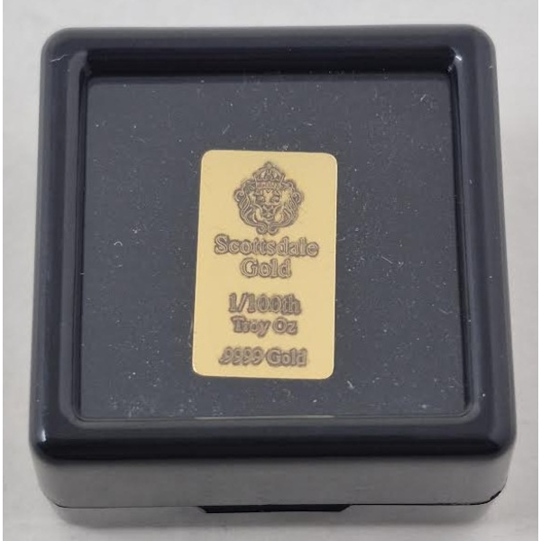 1/100 Oz .9999 Fine Gold Scottsdale Lion Bar