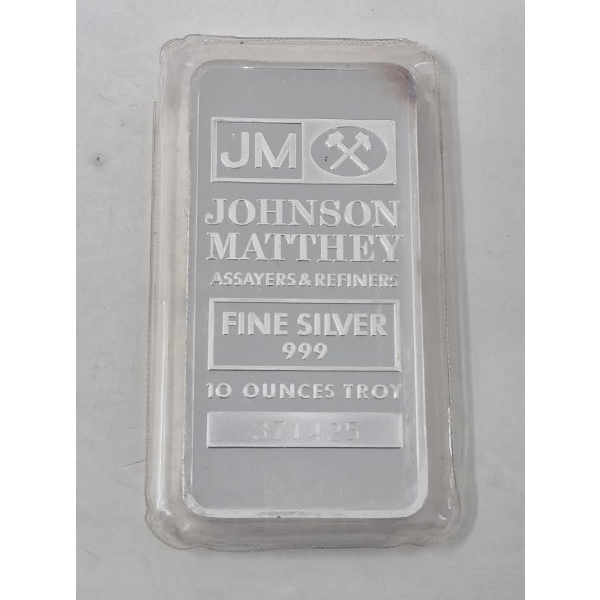 10 Oz .999 Silver Johnson Matthey Full Bar 