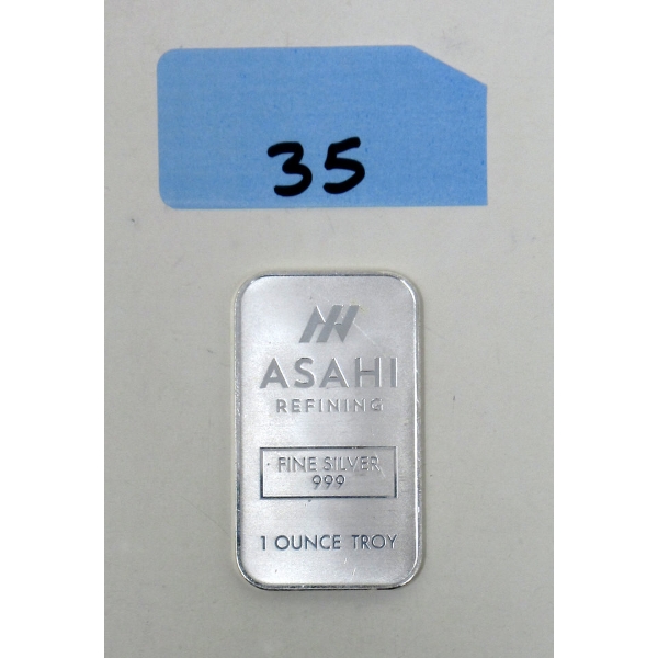 1 Oz .999 Silver Asahi Refining Bar 