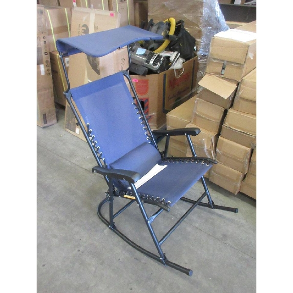 New Blue Foldable Outdoor Rocker with Sun Canopy