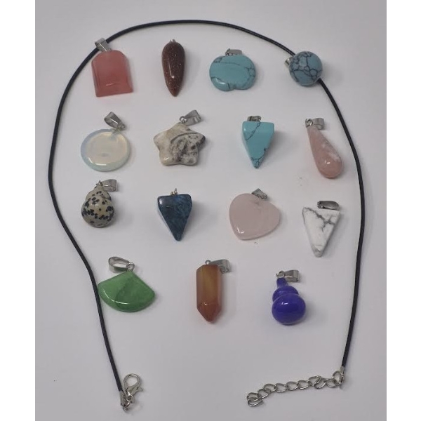 15 x Hand-Carved Gemstone Pendants 