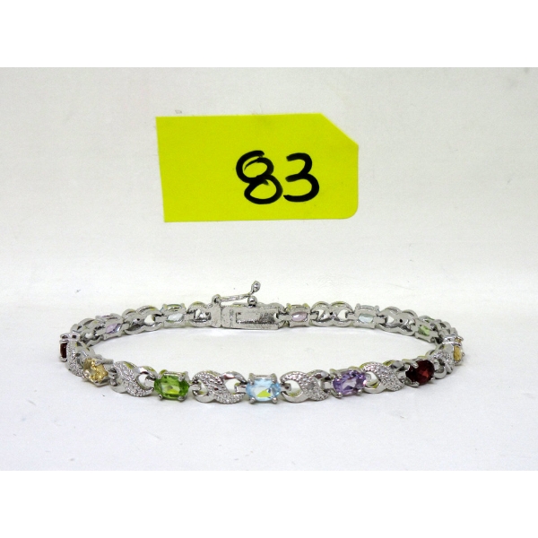 Multi-Gemstone & Diamond Tennis Bracelet 