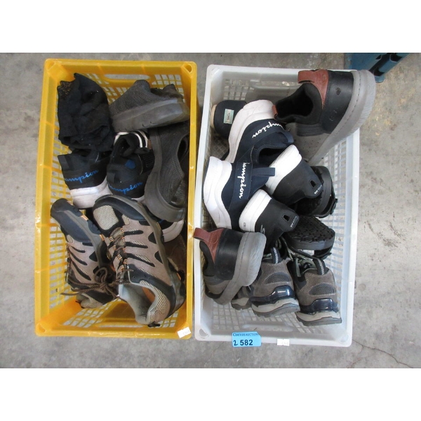 2 Crates of Assorted Preowned Footwear - As Is