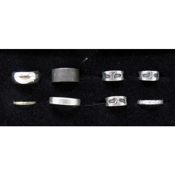 3 Silver Toe Rings & 5 Finger Rings - Preowned - As Is