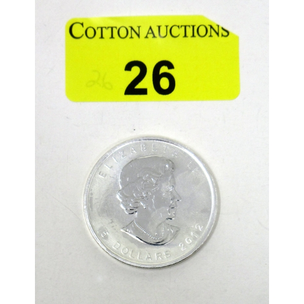 1 Oz .9999 Silver 2012 Maple Leaf Coin 