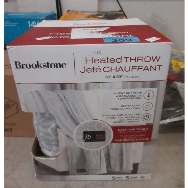 Brookstone Grey Pattern Heated Throw - 50" x 60'