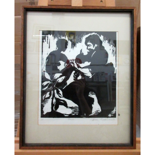Maria Gabankova 1977 Linocut - "Music" 