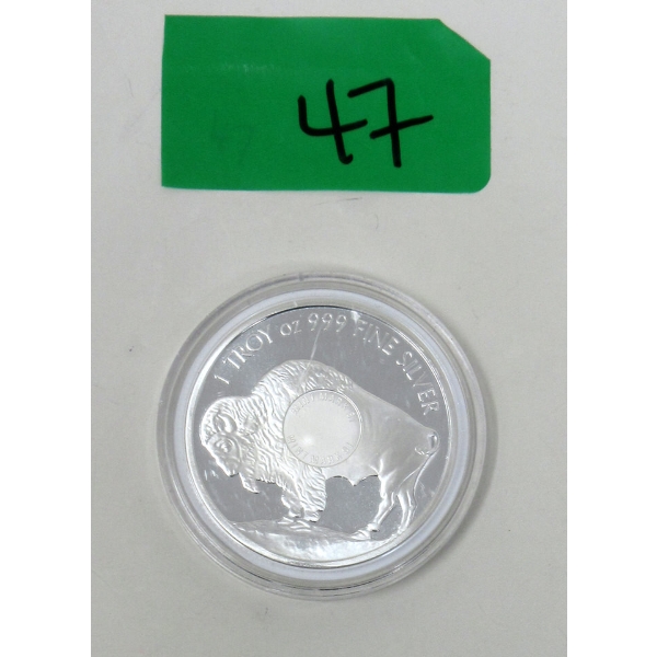1 Oz .999 Silver Indigenous/Buffalo Art Round 