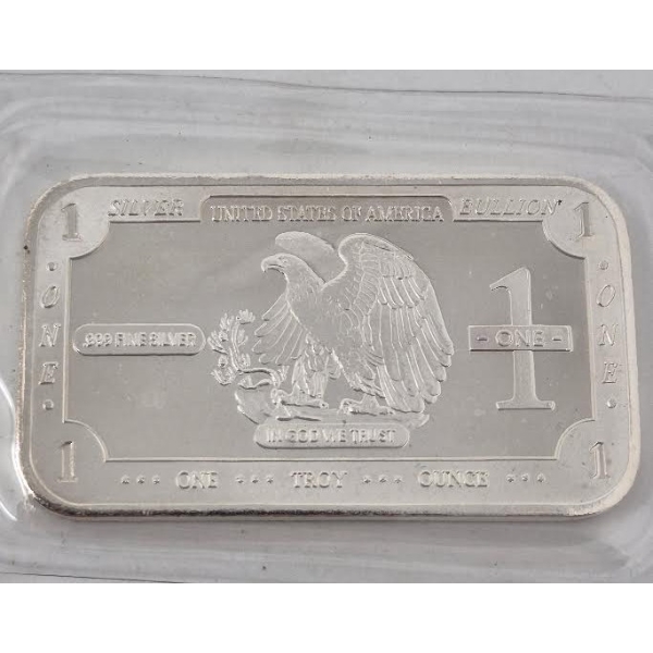 1 Oz .999 Silver USA Eagle Bullion Bar