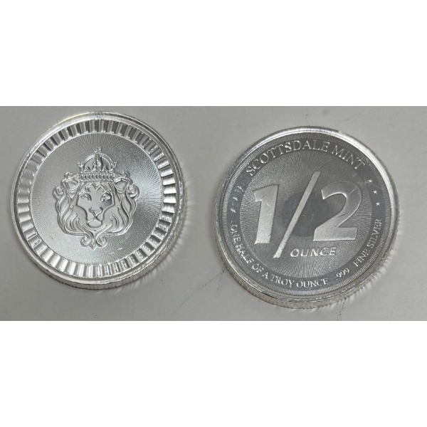 2 x 1/2 Oz .999 Silver Scottsdale Mint Lion Rounds