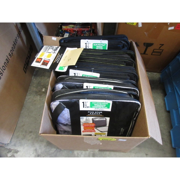 5 New Five Star Black 1/2" Zippered Binders 