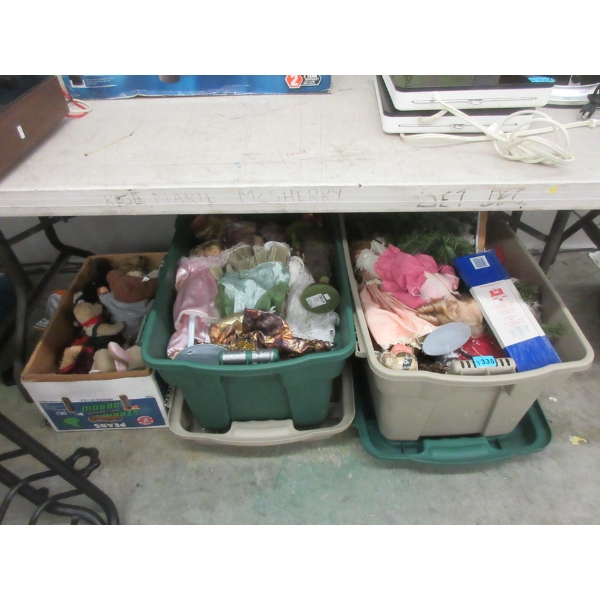 3 Totes of Teddy Bears and Collector Dolls