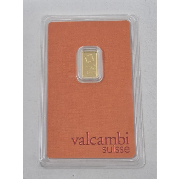1 Gram .9999 Fine Gold Valcambi Suisse Bar 