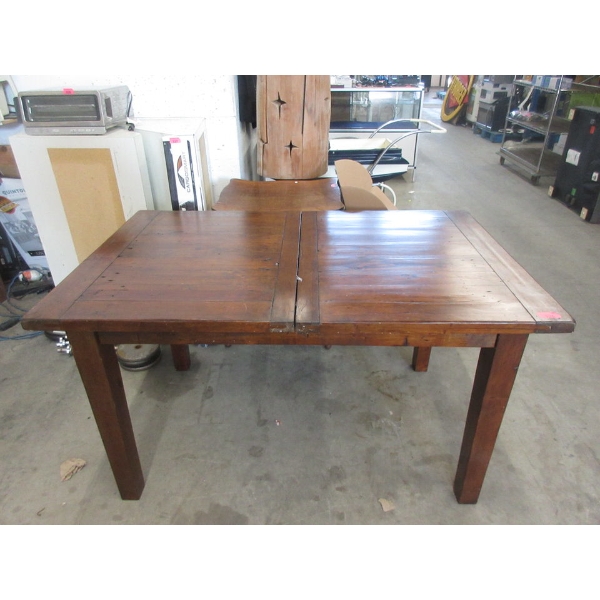 Wood Dining Table with Pop-Up Leaf