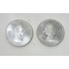 Image 2 : Two 1964 Canadian 80% Silver Dollar Coins