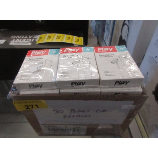 30 New Play Audio Earphones - 3.5 mm plugs