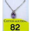 Image 1 : Amethyst & Diamond Pendant in Sterling Silver