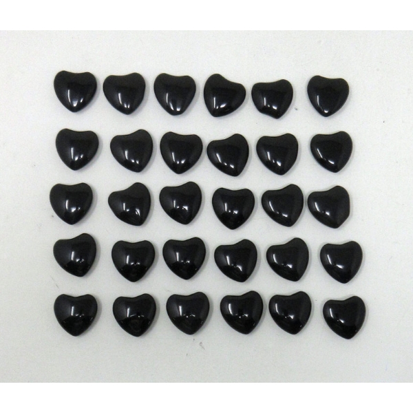 30 Polished Black Onyx Gemstone Hearts