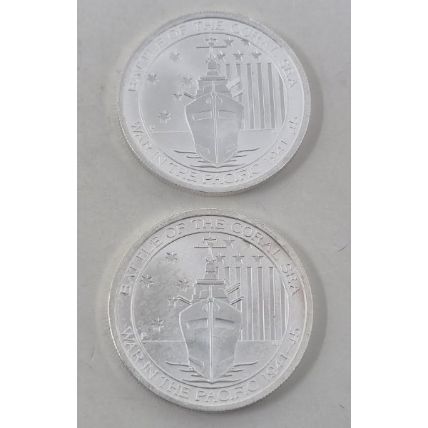 2 x 1/2 Oz .999 Silver Battle of the Coral Sea Coins