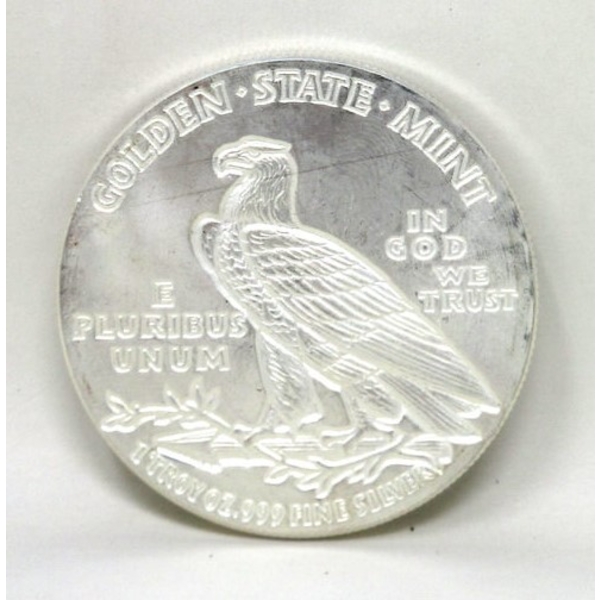 1 Oz .999 Silver Golden State Mint Round 