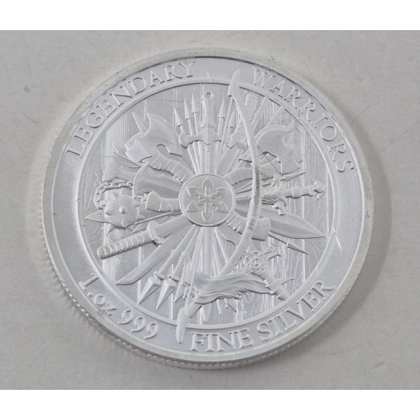 1 Oz .999 Silver Legendary Warriors Art Round