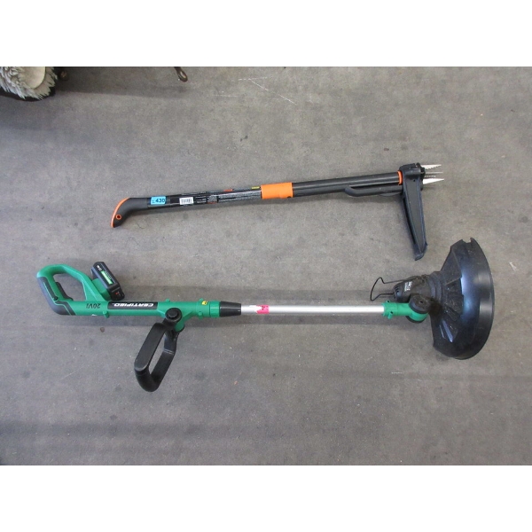 Cordless Weed Trimmer & Fiskars Stand-Up Weeder