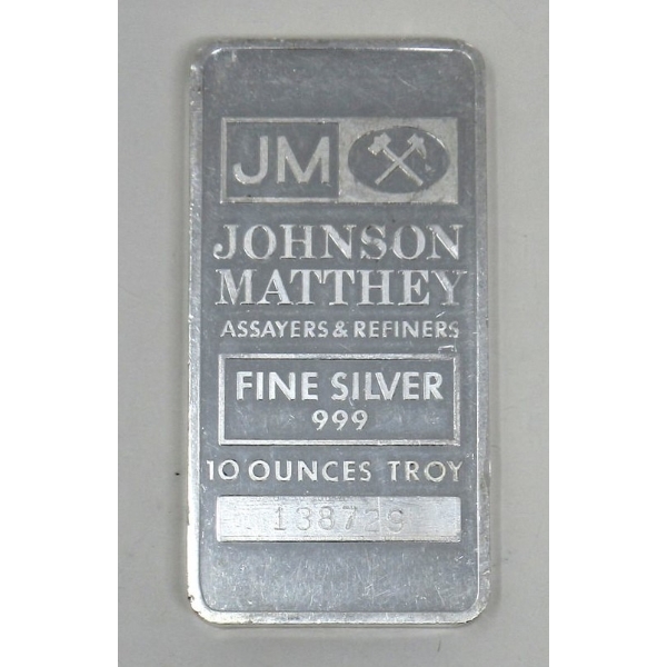 10 Oz Johnson Matthey .999 Silver Bar 