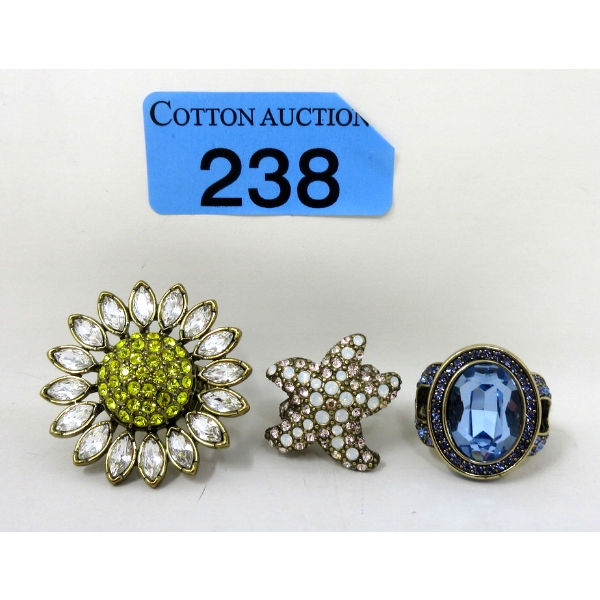 3 Heidi Daus Crystal Statement Rings 
