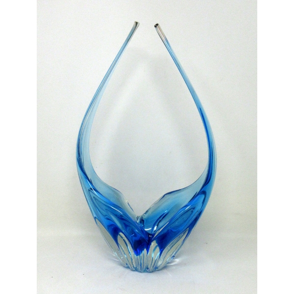 Mid-Century Blue Art Glass Centerpiece 