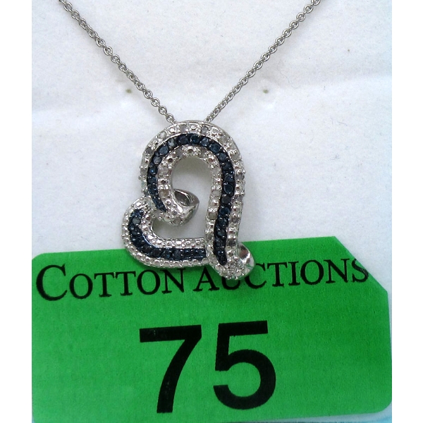 1/2 CT Blue & White Diamond Heart Pendant