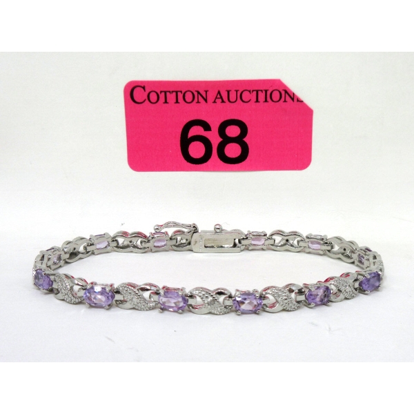 6.02 CTW Amethyst & Diamond Tennis Bracelet