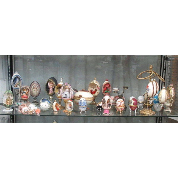 Shelf Lot of Egg Shaped Collectibles 