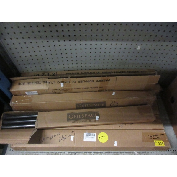 4 Boxes of 6 Geil Space Pre-Cut Metal Pipes and 4 tension rods 