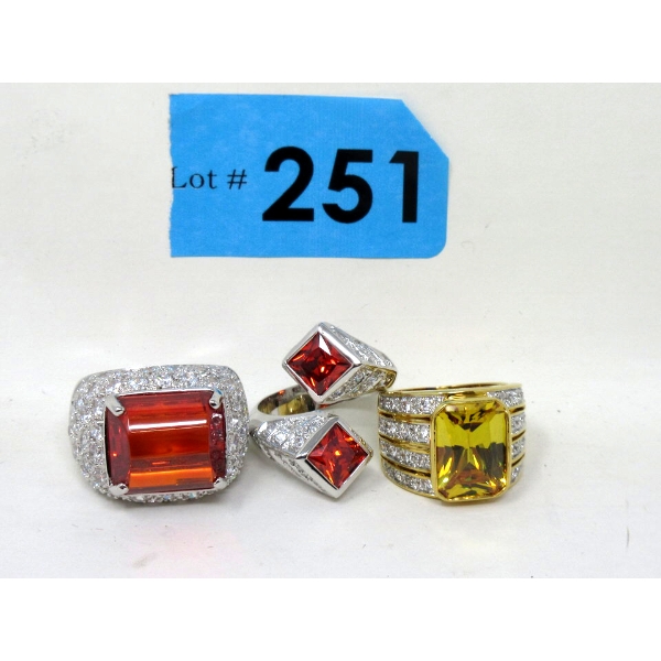 3 Dramatic New Sterling Silver Dinner Rings - Sizes 7 & 9