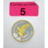 Image 1 : 1 Oz .9999 Silver 2014 Perched Bald Eagle Gold Plated Coin 