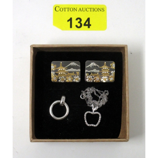 Sterling Silver Cufflinks, Necklace & Pendant