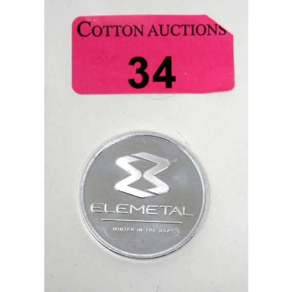 1 Oz .999 Silver Elemetal Round 