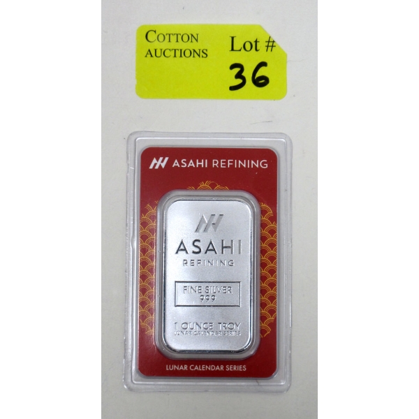 1 Oz .999 Silver Asahi Refining Lunar Series Bar 