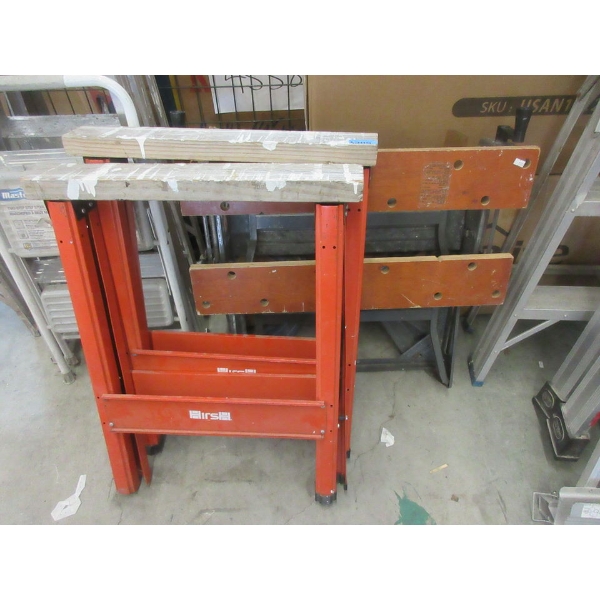 2 Hirsh Saw Horses & 1 Black & Decker Work Stand