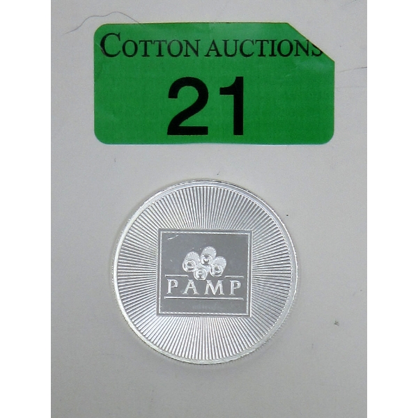 1 Oz .999 Silver PAMP Suisse Round 